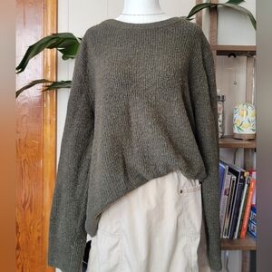 Old Navy | Moss Green Cottagecore Ribbed Knit Crewneck Sweater